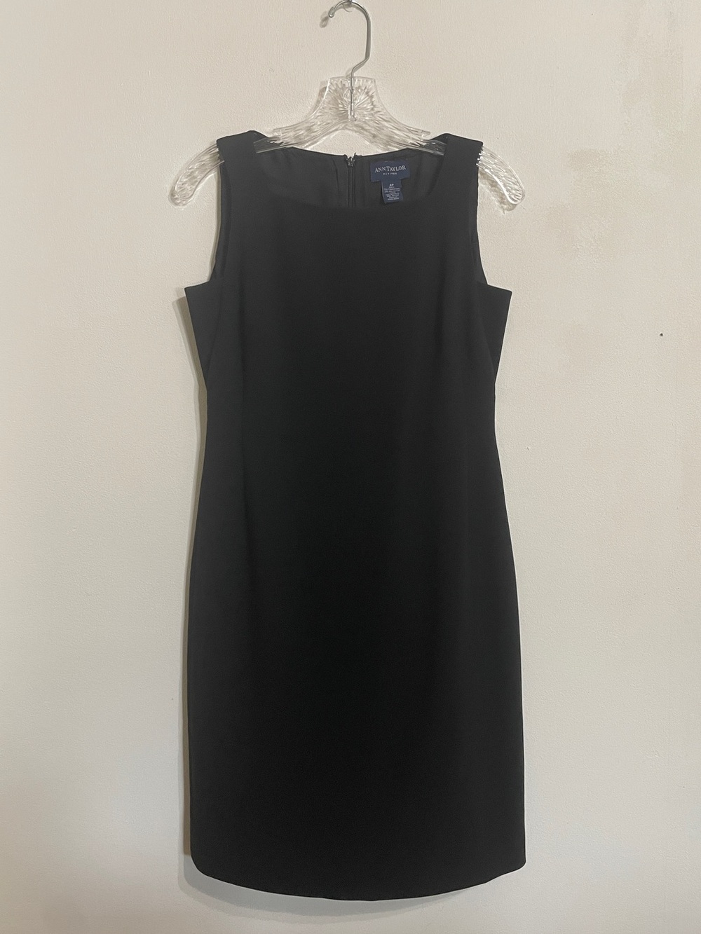 Vintage 90s Ann Taylor Black Sleeveless Sheath Dress with Square Neck